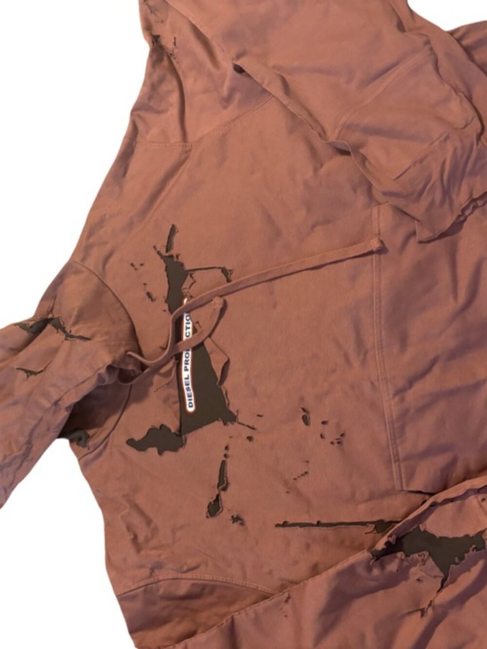 Diesel Brown Distressed Hooded Jacket Size XL